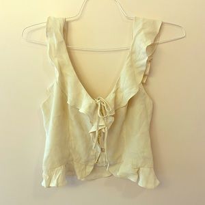 BOUJEE Creme ruffle button up top